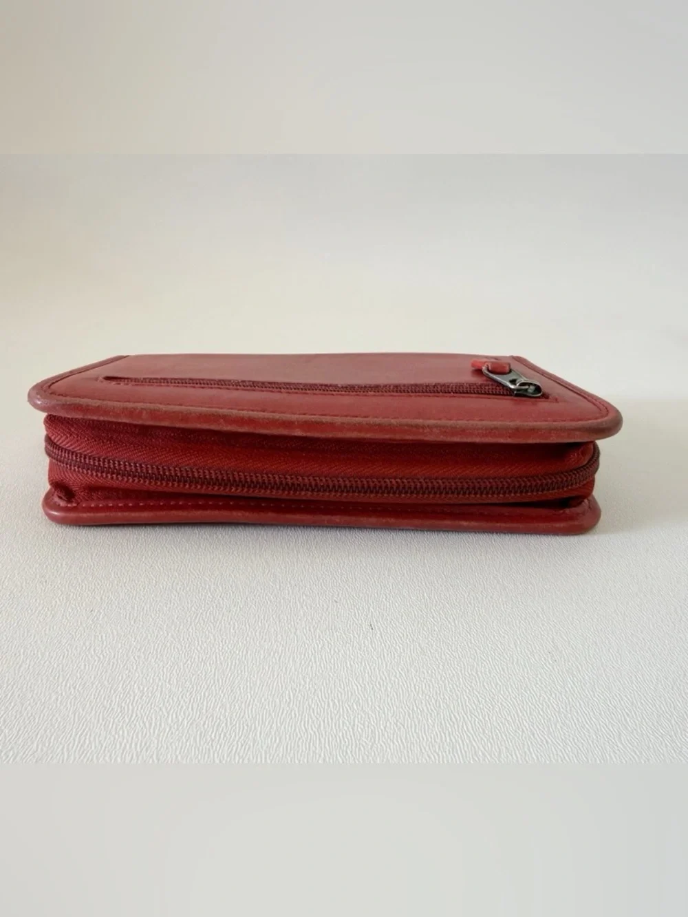 Coach Leather Zip Around Wallet Organizer Vintage Red